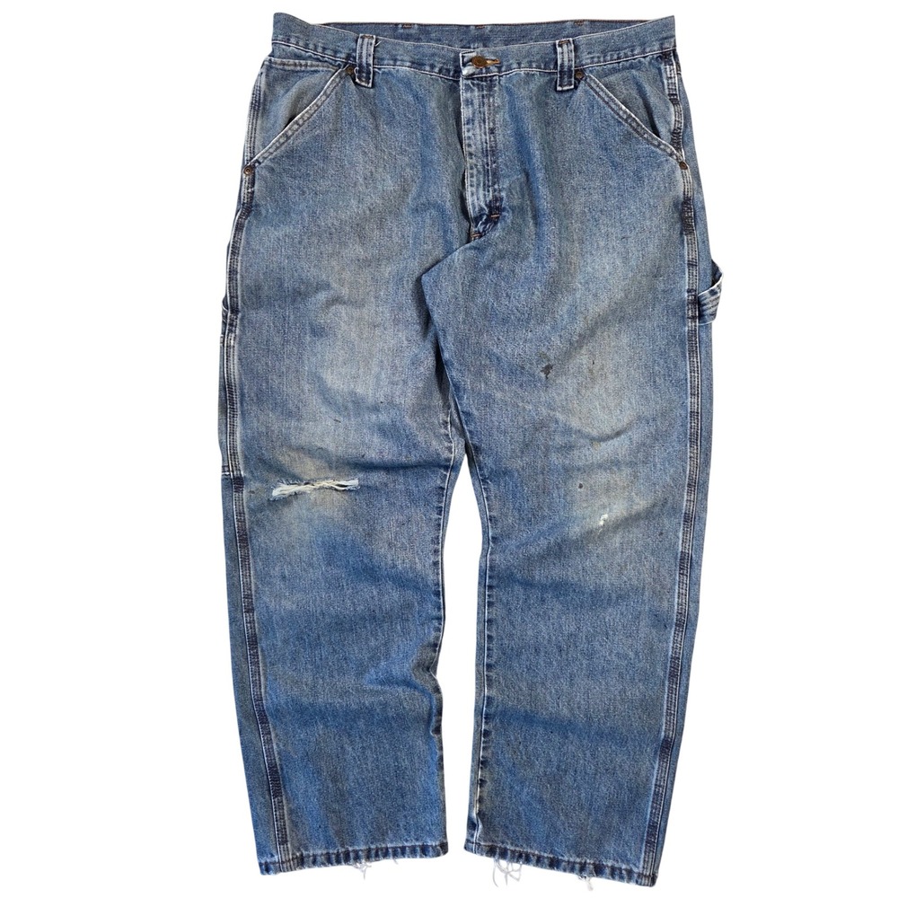 Wrangler‎ Mens Carpenter Jeans 38x30 Medium Wash Distressed Workwear 1094LSODV